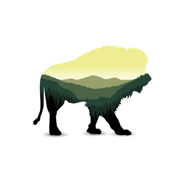 Silhouette of lion — Stock Vector