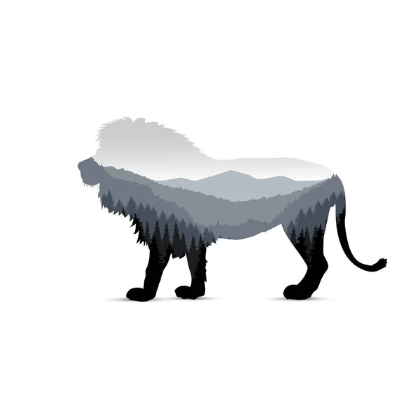 Silhouette de lion — Image vectorielle