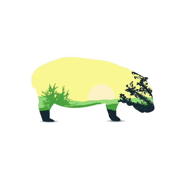 Silhuetten av hippo — Stock vektor