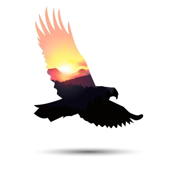 Silhouette of eagle — Stock Vector