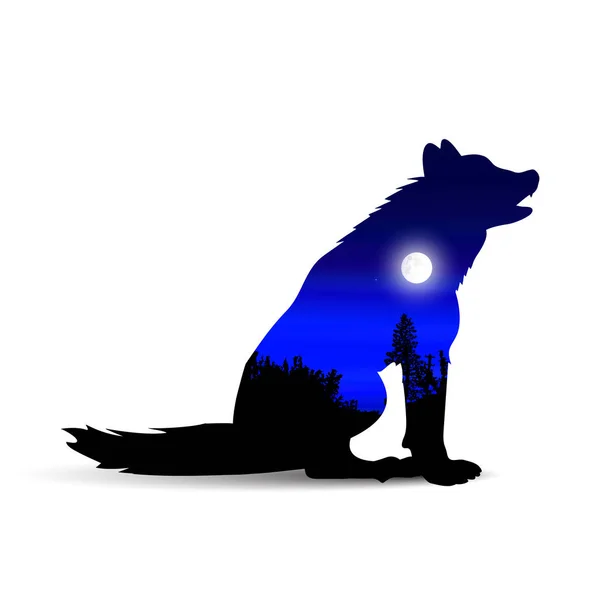 Silhouette des Wolfes — Stockvektor