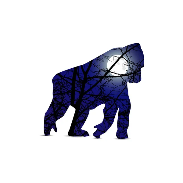 Silueta gorila — Stockový vektor