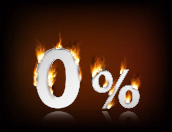Brennen Null Prozent Banner Mit Finanz Oder Filialrabatt — Stockfoto