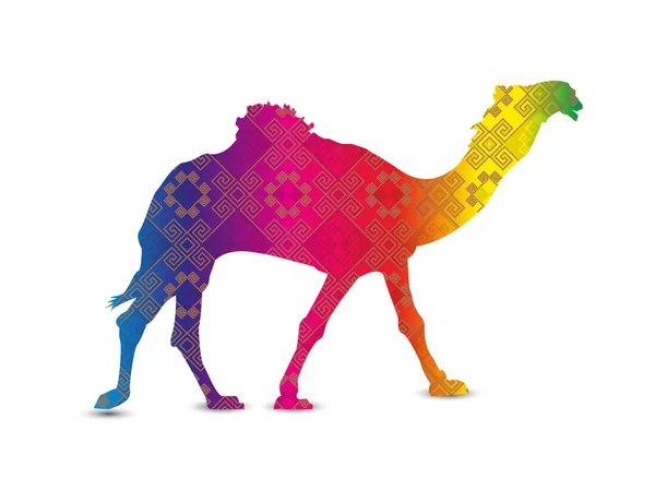 Silhueta Camelo Com Fundo Arte Indiana Colorido — Fotografia de Stock