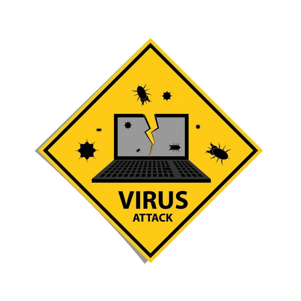 Virus Attack Sign Yellow Warning Rectangle — Stock Photo, Image