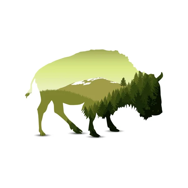 Silueta de bisonte — Foto de Stock