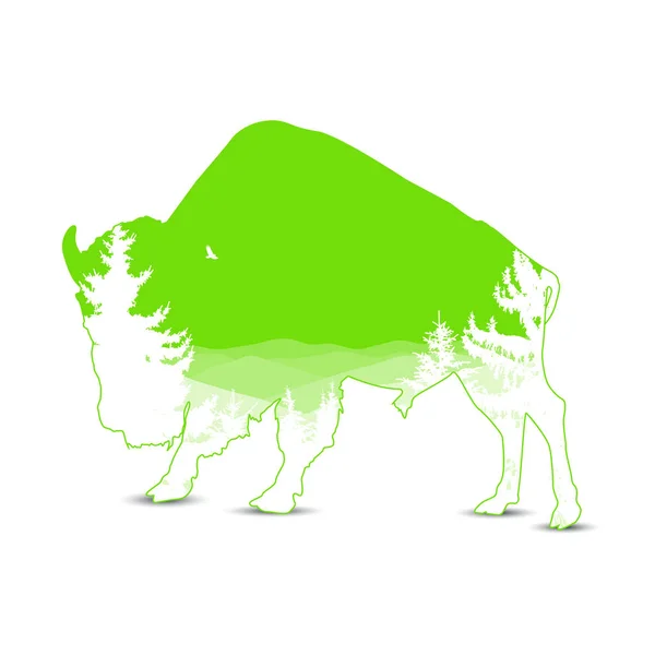 Silhueta de bisonte — Fotografia de Stock