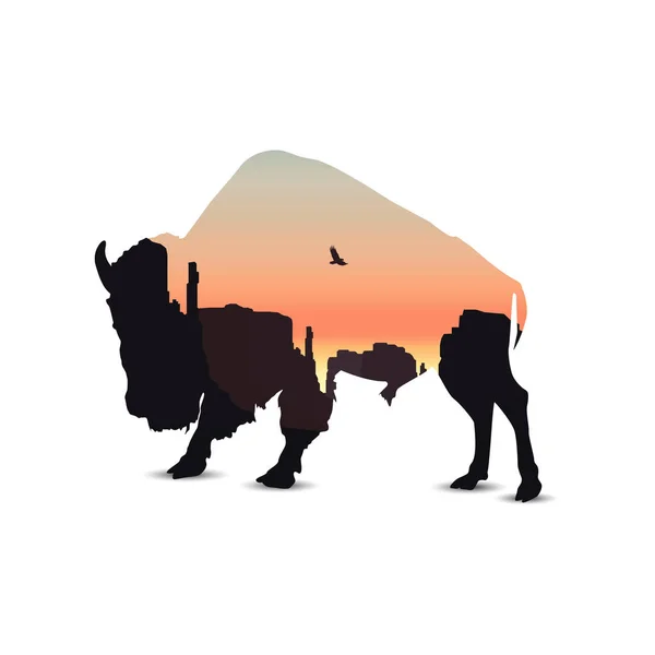 Silhouet voor bison — Stockfoto