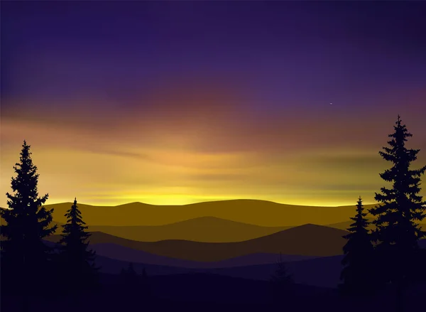 Fondo Naturaleza Las Montañas Panorama Colorido Atardecer Luces Boreales Tonos — Foto de Stock
