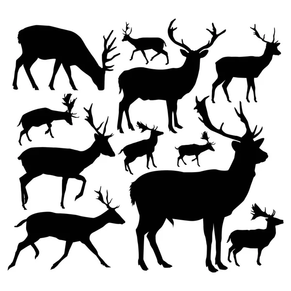 Set Silhouettes Deers — Stock Photo, Image