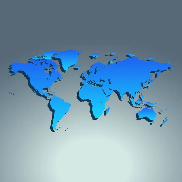 World map blue color. Flat design. — Stock Vector