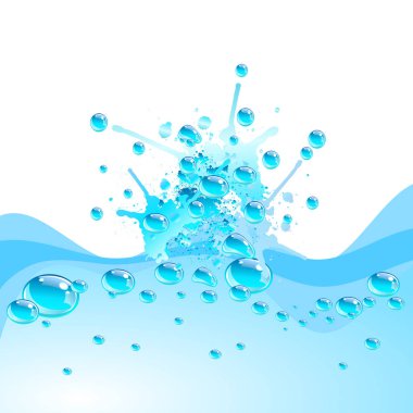 Mavi su sıçrama, vektör çizim.