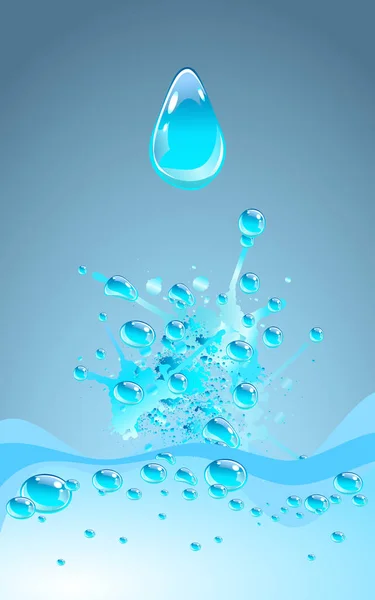 Salpicadura de agua azul, ilustración vectorial — Vector de stock