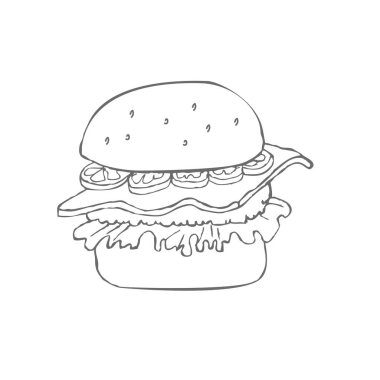 Hamburger el çizilmiş kroki