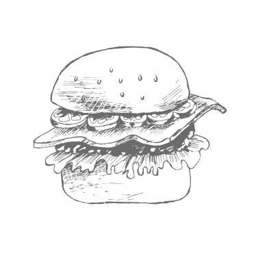Hamburger el çizilmiş kroki