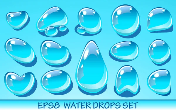 Realistische waterdruppels set. Nuttig voor aqua pictogrammen. Geen transparante objecten — Stockvector