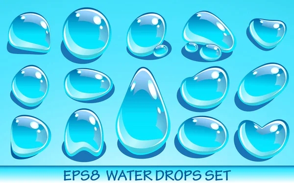 Realistische waterdruppels set. Nuttig voor aqua pictogrammen. Geen transparante objecten — Stockvector