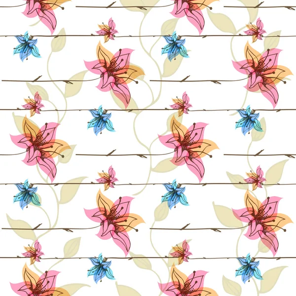 Vektor florales nahtloses Muster mit blühenden Blumen — Stockvektor