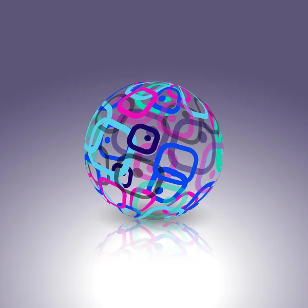 Conceptual Technology Logo. Abstract globe made from retro rectangles. — Stock Vector