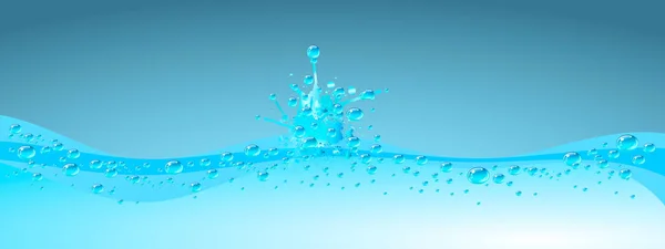 Fondo de ola de agua con salpicadura. Fondo de color azul . — Vector de stock