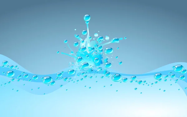 Fondo de ola de agua con salpicadura. Fondo de color azul . — Vector de stock