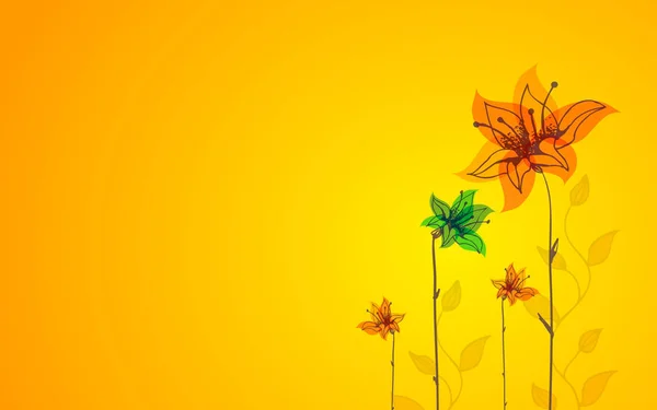 Beautiful color floral card. Sunny background. — 스톡 벡터