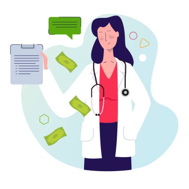 Doctor healthcare billing money payment business concept of ethic in medical billings