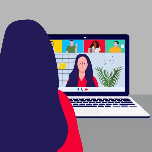 Evden çalışan iş arkadaşlarıyla çevrimiçi video konferansı çağrısı