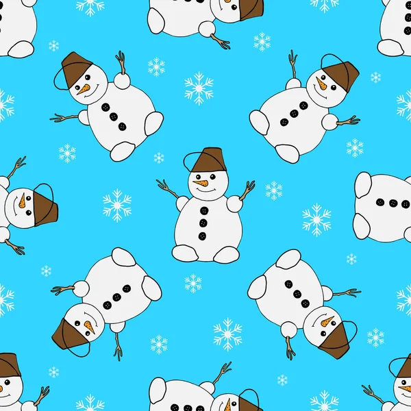 Fondo sin costuras de muñecos de nieve — Vector de stock