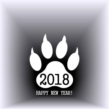 Yeni yıl bir köpeğin pençe izi şeklinde iz. Vektör.