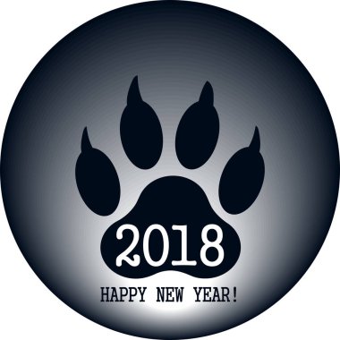 Yeni yıl bir köpeğin pençe izi şeklinde iz. Vektör.