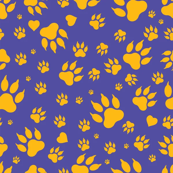 Seamless pattern of traces of dog's paws. Vektor — Stock Vector