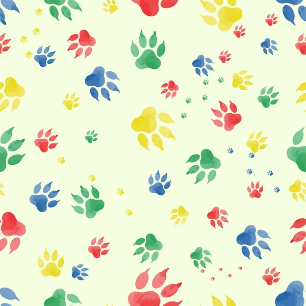 Seamless pattern of traces of dog's paws. Vektor — Stock Vector