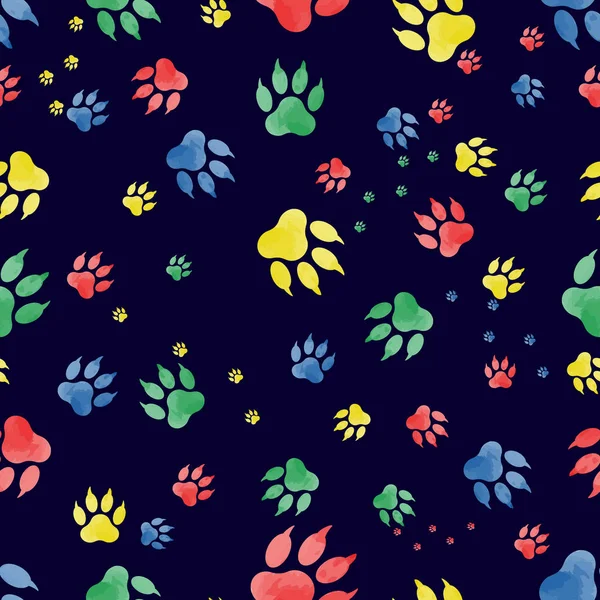 Seamless pattern of traces of dog's paws. Vektor