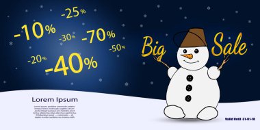 iş kupon. Büyük kış indirimi. Vektör çizim