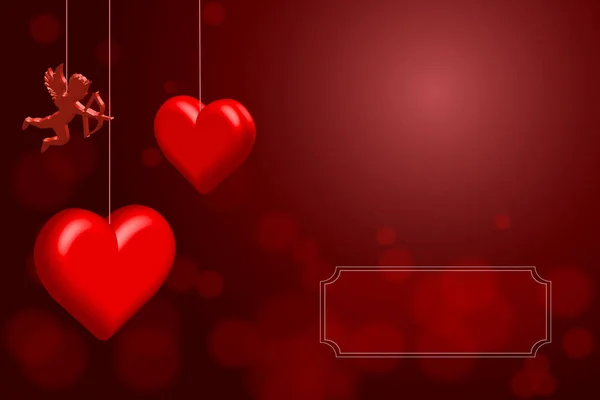 Feliz día de San Valentín. Tarjeta de felicitación sobre fondo rojo. Ilustración 3D —  Fotos de Stock