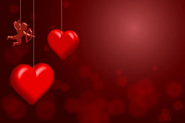 З Днем Святого Валентина. Вітальна листівка на червоному тлі. 3D ілюстрація — стокове фото
