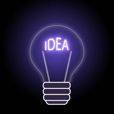concept-idea, a glowing lamp with neon text clipart