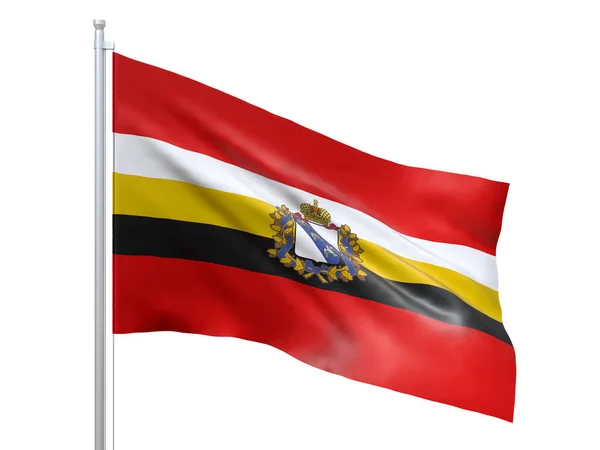 Kursk oblast (Federal subject of Russia) flag waving on white background, close up, isolated. 3D render