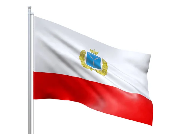 Saratov oblast (Federal subject of Russia) flag waving on white background, close up, isolated. 3D render