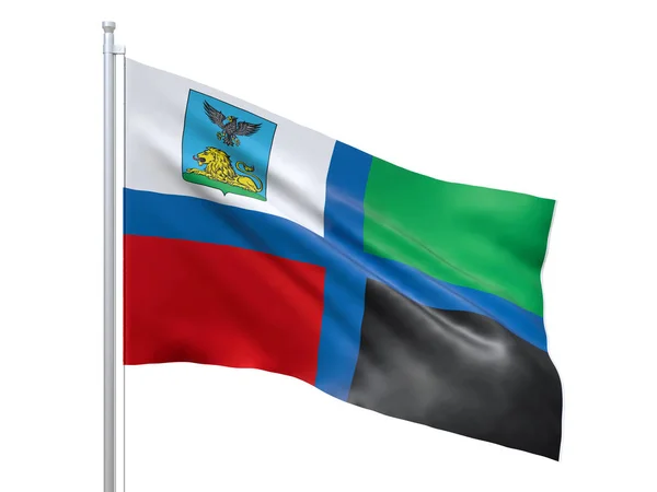 Belgorod oblast (Federal subject of Russia) flag waving on white background, close up, isolated. 3D render — 图库照片