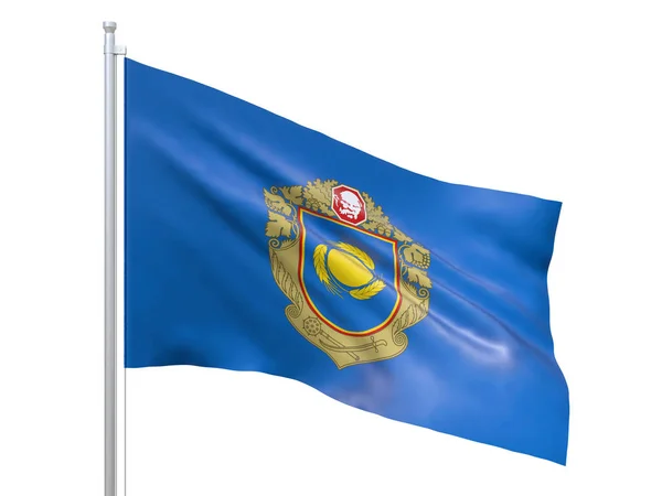 Cherkasy oblast (Ucrânia) bandeira acenando sobre fundo branco, close-up, isolado. Renderização 3D — Fotografia de Stock