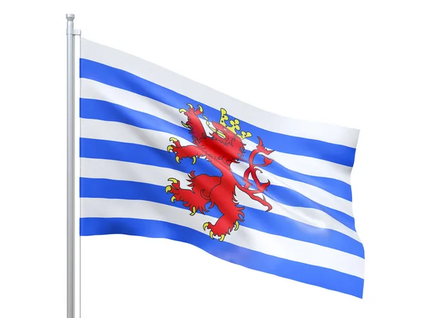 Luxemburgo Província Bélgica Bandeira Acenando Sobre Fundo Branco Close Isolado — Fotografia de Stock