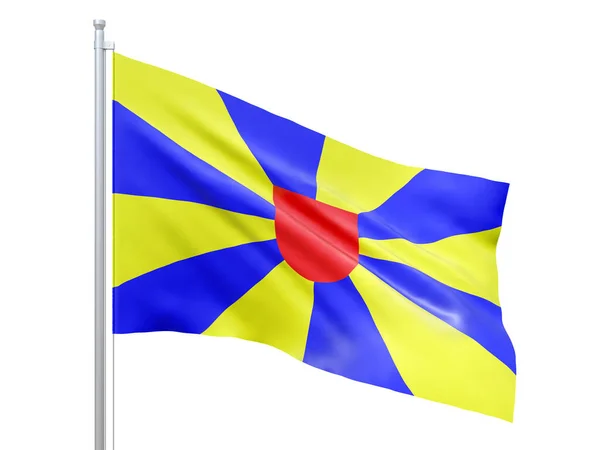 Flandres Ocidental Província Bélgica Bandeira Acenando Sobre Fundo Branco Perto — Fotografia de Stock