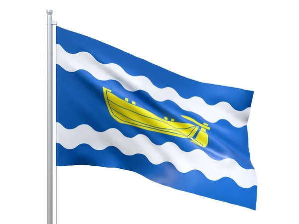 Uusimaa Region Finland Flag Waving White Background Close Isolated Render — Stock Photo, Image