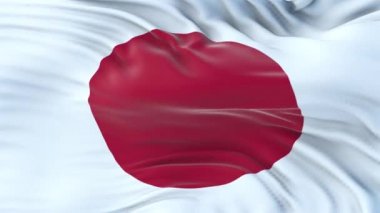 Japonya bayrağı rüzgarda dalgalanıyor. Oldukça detaylı kumaş dokusuyla. Kusursuz döngü