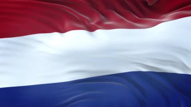 Hollanda bayrağı son derece detaylı kumaş dokusuyla rüzgarda dalgalanıyor. Kusursuz döngü