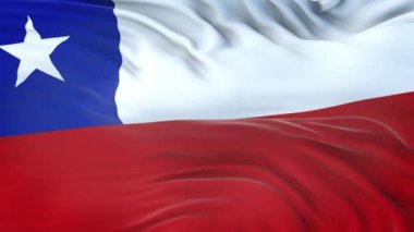 Şili bayrağı son derece detaylı kumaş dokusuyla rüzgarda dalgalanıyor. Kusursuz döngü
