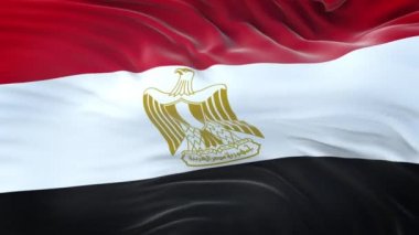 Mısır bayrağı son derece detaylı kumaş dokusuyla rüzgarda dalgalanıyor. Kusursuz döngü