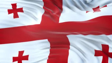 Georgia bayrağı son derece detaylı kumaş dokusuyla rüzgarda dalgalanıyor. Kusursuz döngü